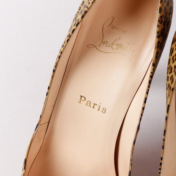 *SOLD* Christian Louboutin Leopard Print Patent Leather Peep Toe - Picture 6 of 8